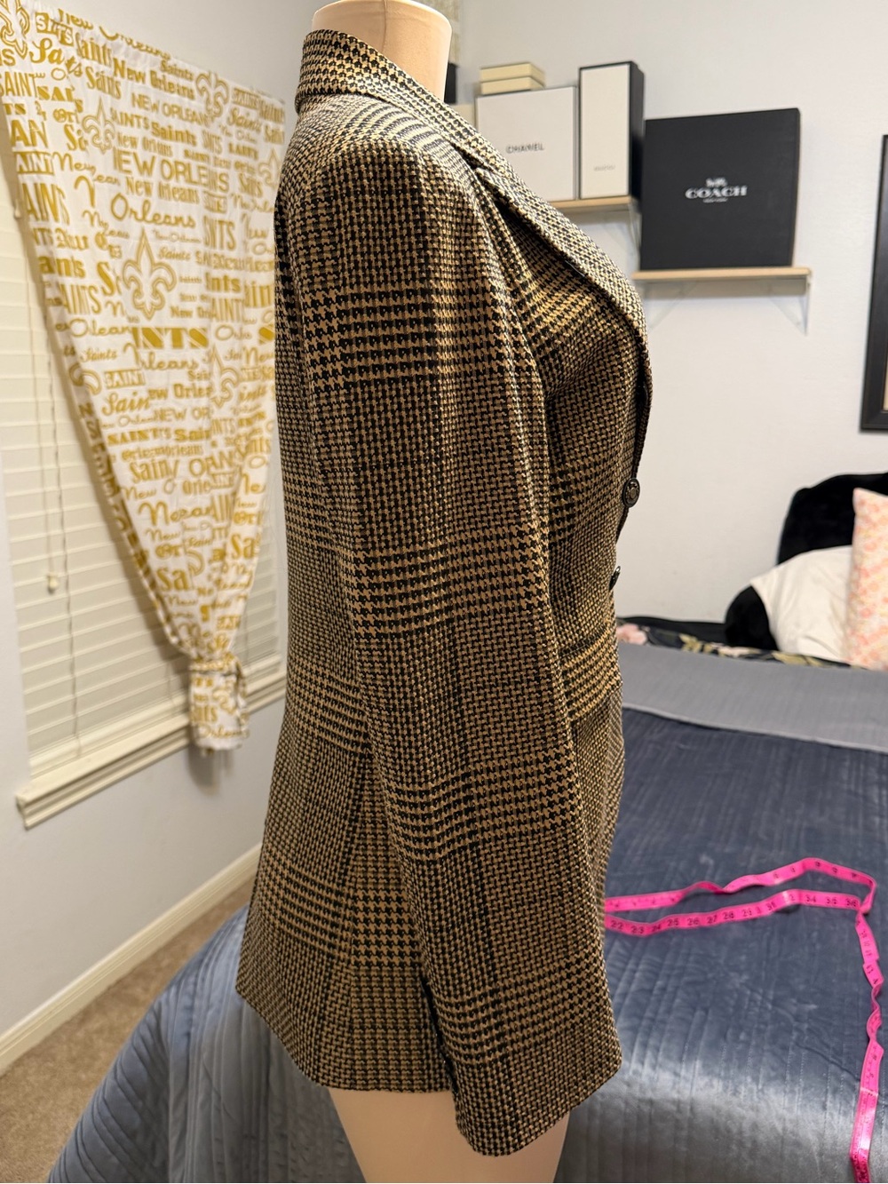 ANTONIO MELANI Houndstooth Double-Breasted Blazer - Brown/Black - Picture 4 of 7